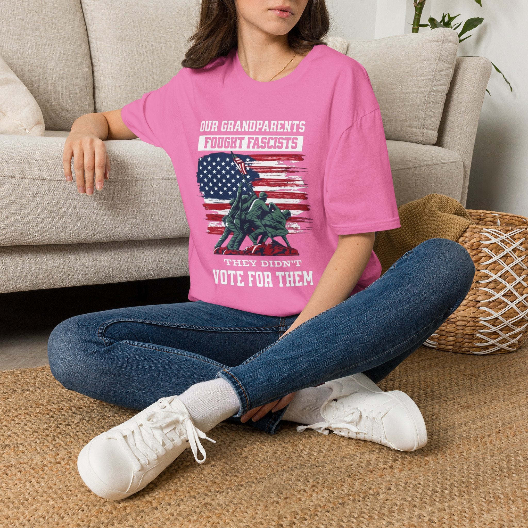 Unisex Softstyle T-Shirt: 'Our Grandparents Fought Fascists' Patriotic Tee