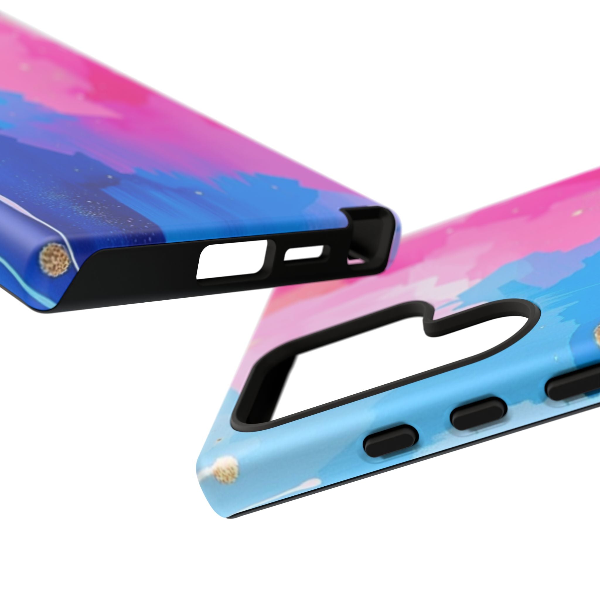 Android OR iPhone Compatible Cases - Pink and Blue Color Splash Design
