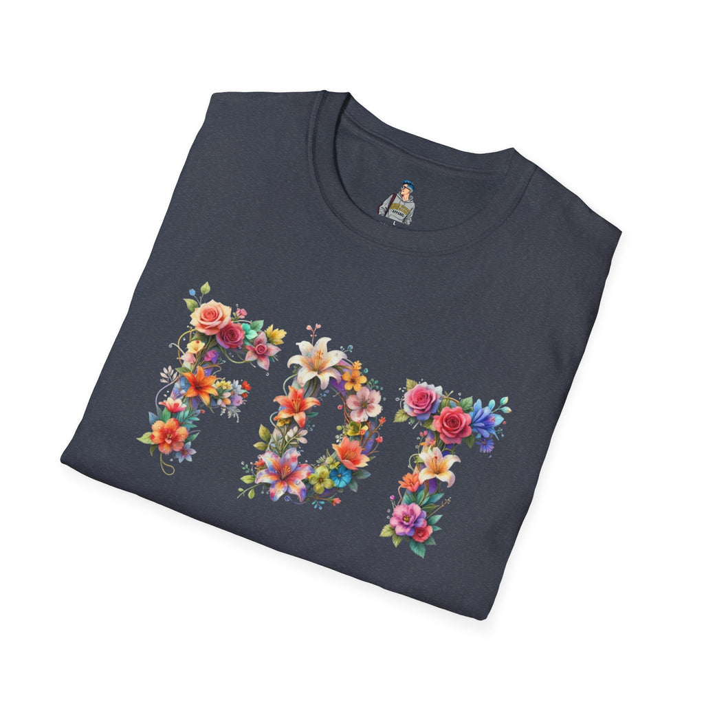FDT Floral Letter Tee — Bold Floral Typography T-Shirt