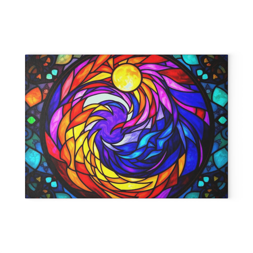 Vibrant Stained Glass Cutting Board | Colorful Kitchen Decor & Gift