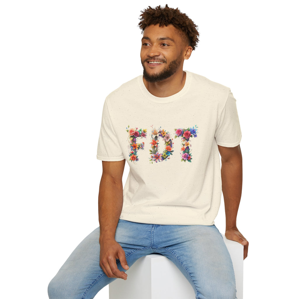 FDT Floral Letter Tee — Bold Floral Typography T-Shirt
