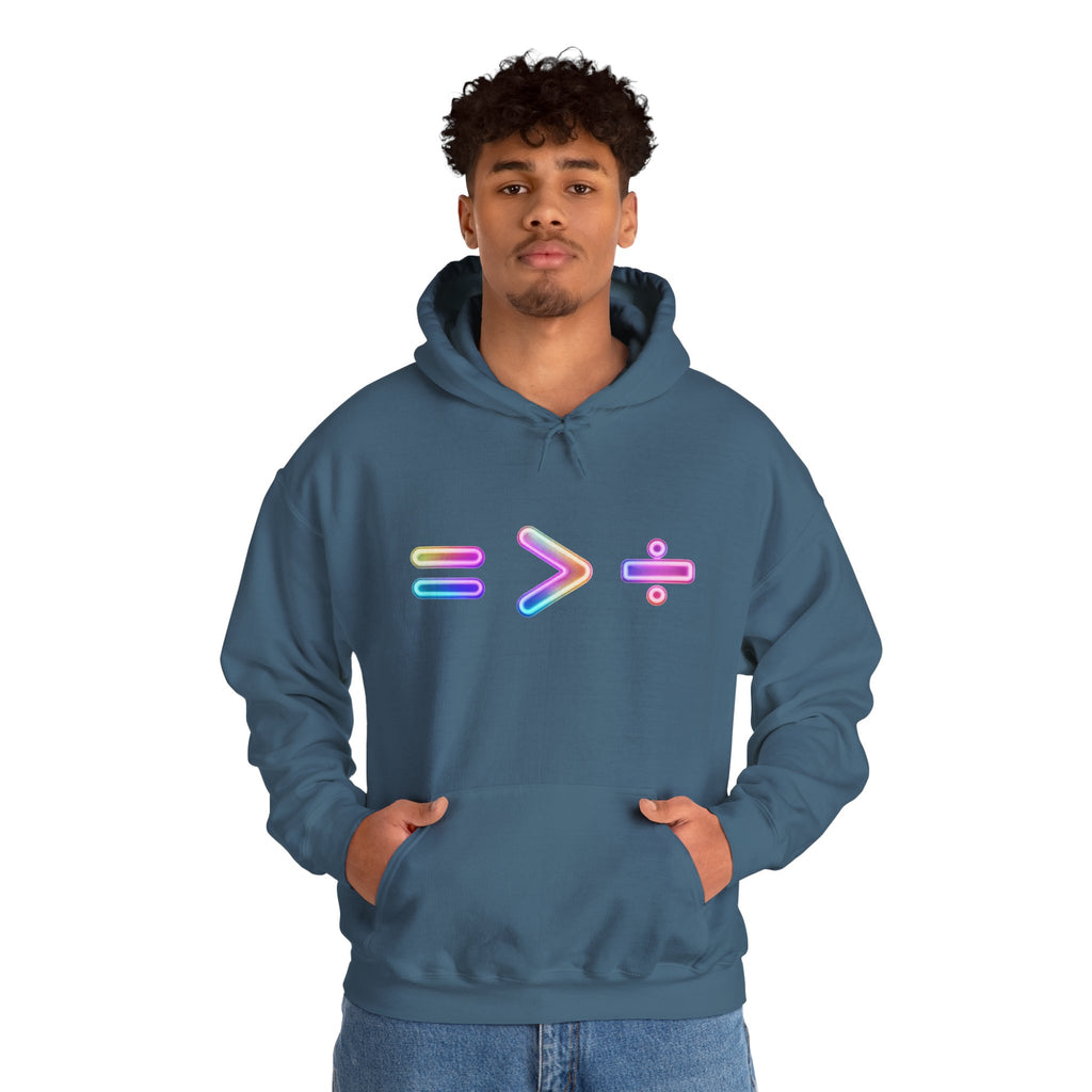Equality is Greater than Division Neon Style Pullover Hoodie
