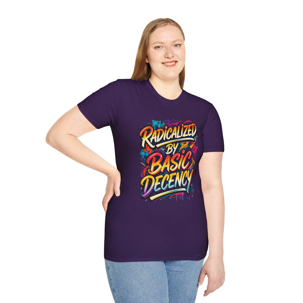 Radicalized by Basic Decency T-Shirt Colorful Graffiti Typography
