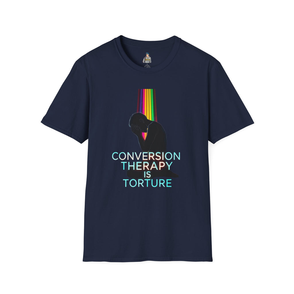 Unisex Softstyle T-Shirt - LGBTQ+ Empowerment T-Shirt: Conversion Therapy is Torture & We All Belong