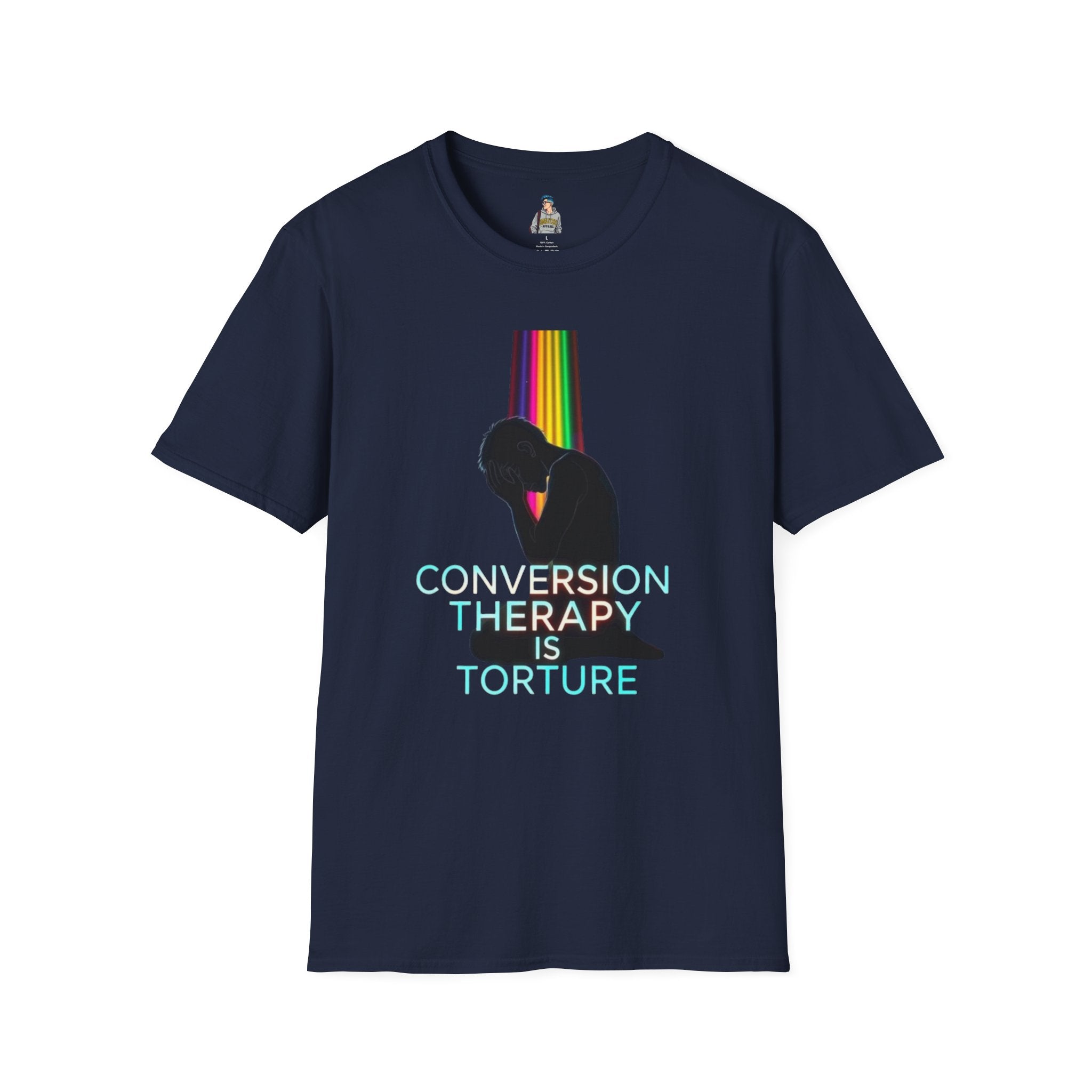 Unisex Softstyle T-Shirt - LGBTQ+ Empowerment T-Shirt: Conversion Therapy is Torture & We All Belong