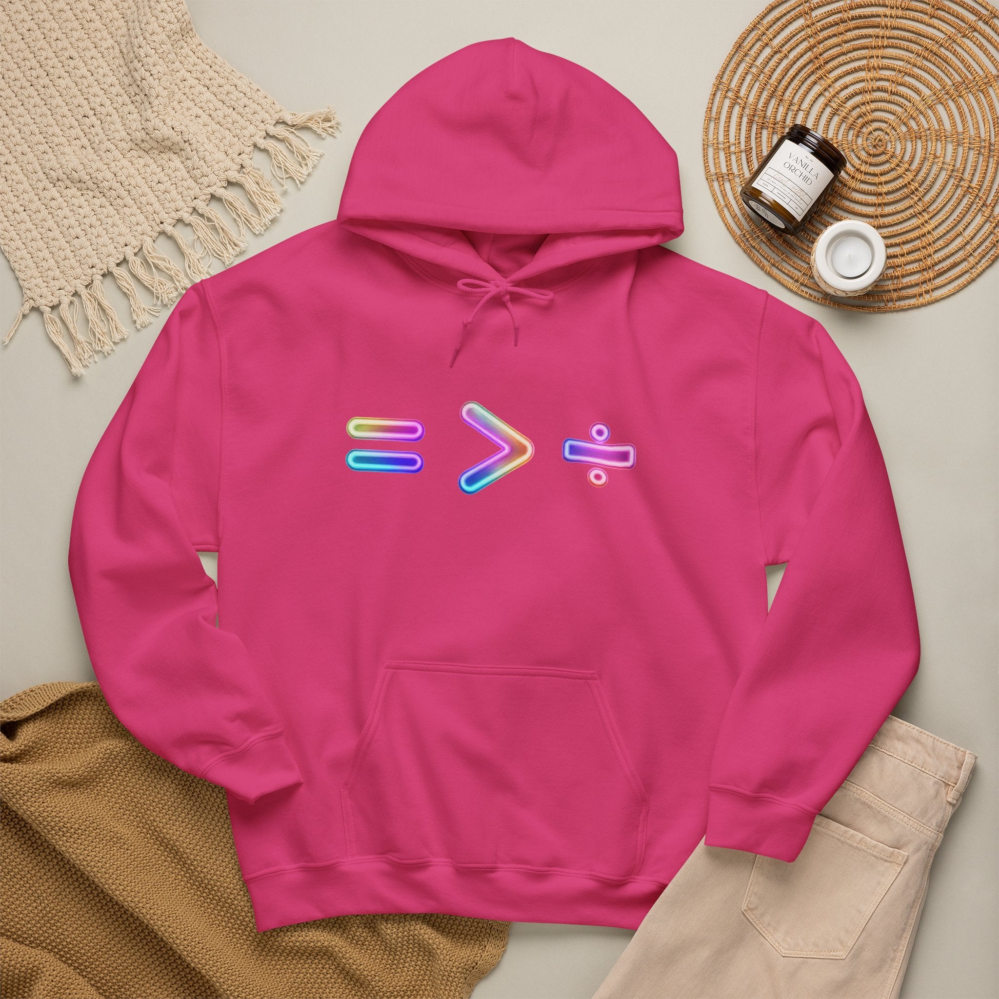 Equality is Greater than Division Neon Style Pullover Hoodie