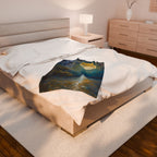 Moon over Docile Waters Impressionist Print Velveteen Plush Blanket – For Comfort and Warmth