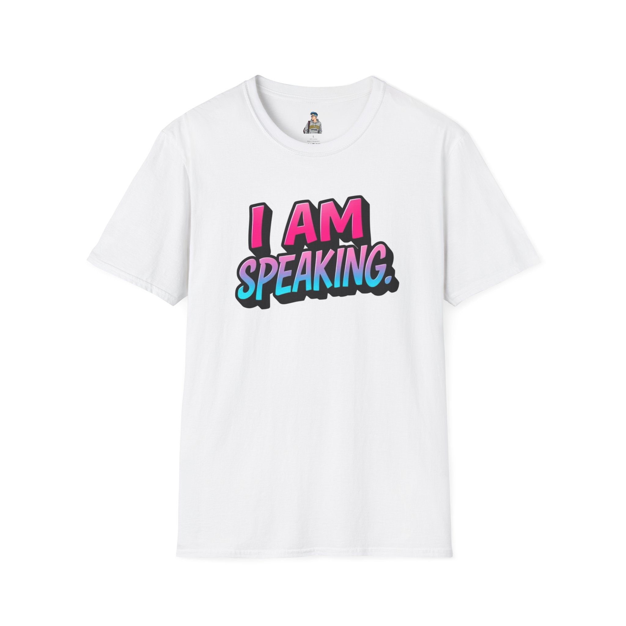 'I Am Speaking' Unisex Softstyle T-Shirt – Bold Statement Tee for Confident Voices