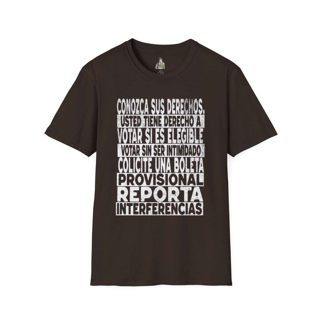 Voting Rights T-Shirt — Spanish "CONOZCA SUS DERECHOS"
