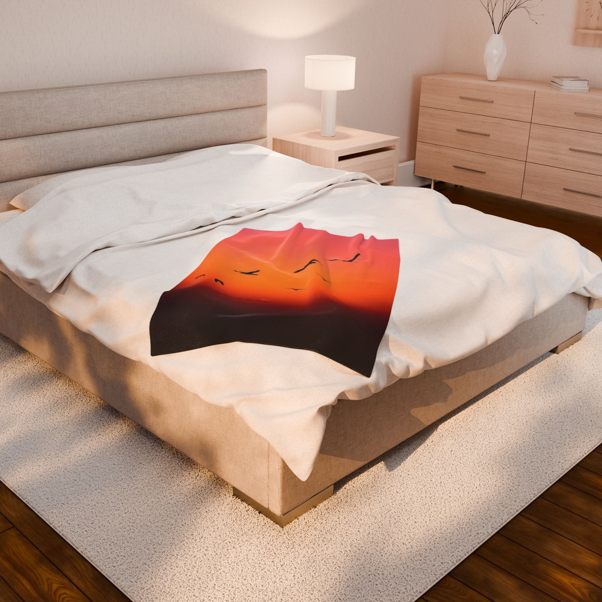 Birds at Dusk Velveteen Plush Blanket – For Comfort and Warmth