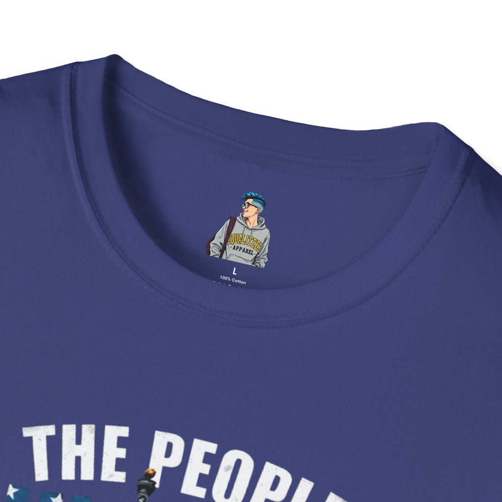 Patriotic Unisex Softstyle T-Shirt - "The People United Will Not Be Defeated"