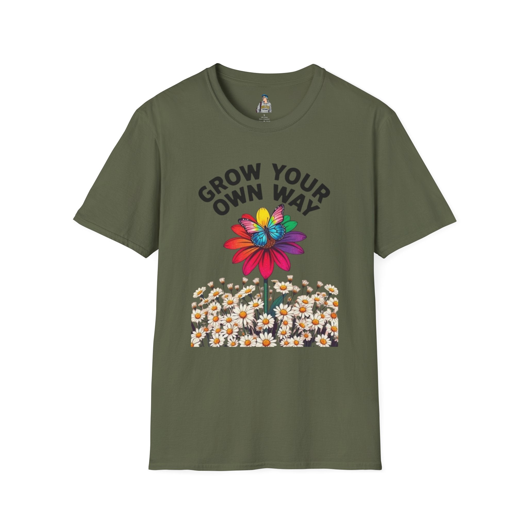 Unisex Softstyle T-Shirt - 'Grow Your Own Way' Floral Design for Queer Pride
