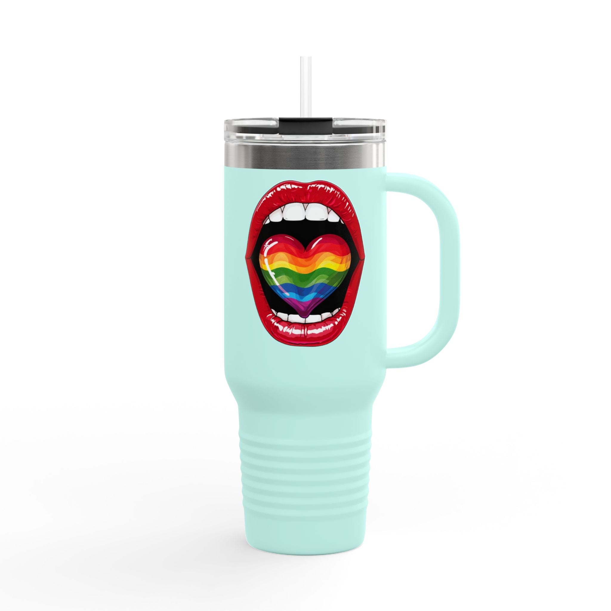 Rainbow Tongue Insulated Travel Mug - 40oz, Perfect for Pride Celebrations