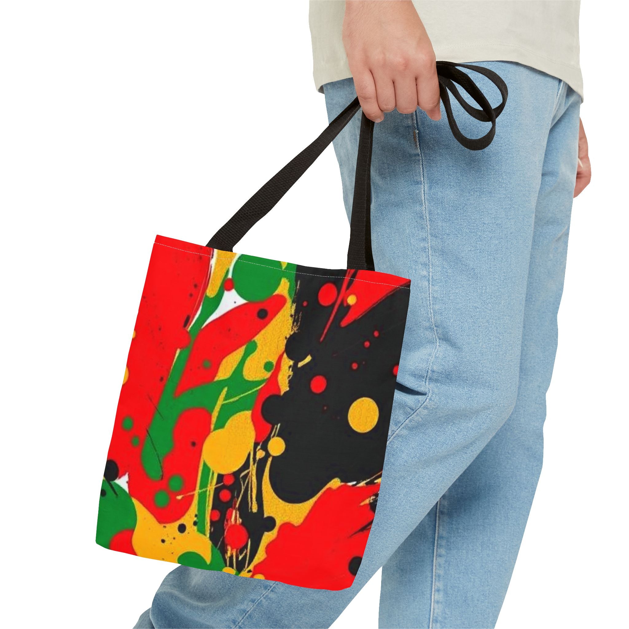 Green, Red Yellow Paint Splatter Tote Bag