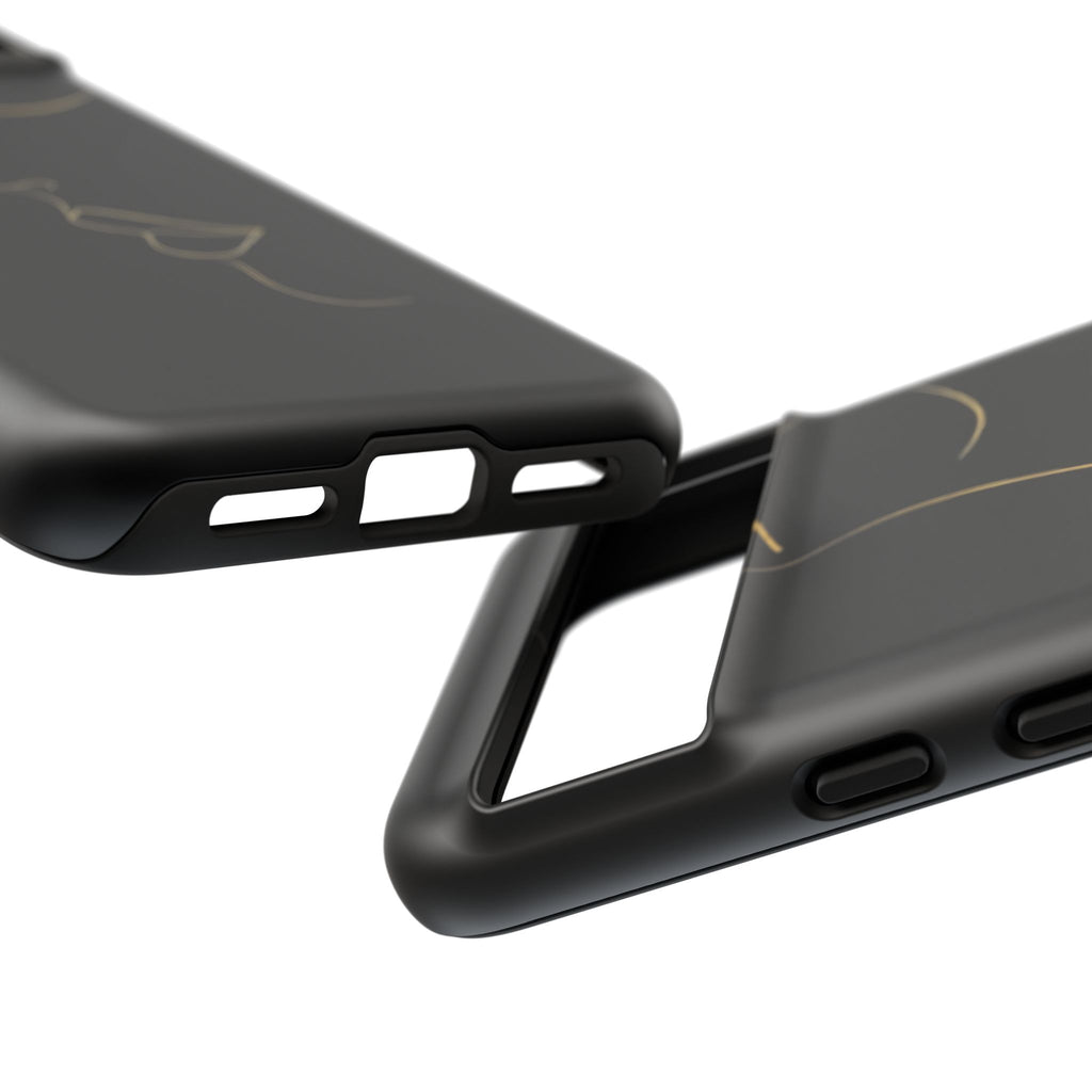 Android OR iPhone Compatible Cases - Gold Line Face Design - Unique Tough Cases