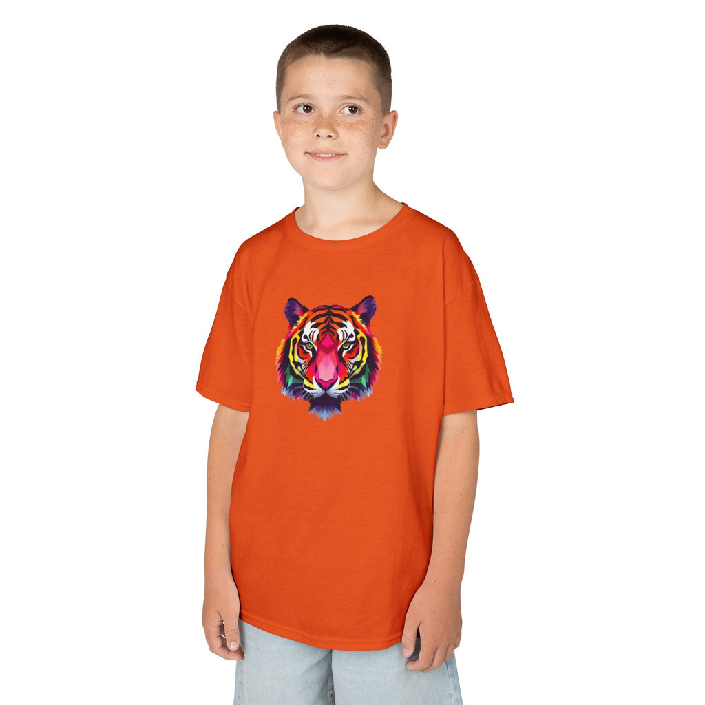 Colorful Fractal Tiger Kids Heavy Cotton Tee