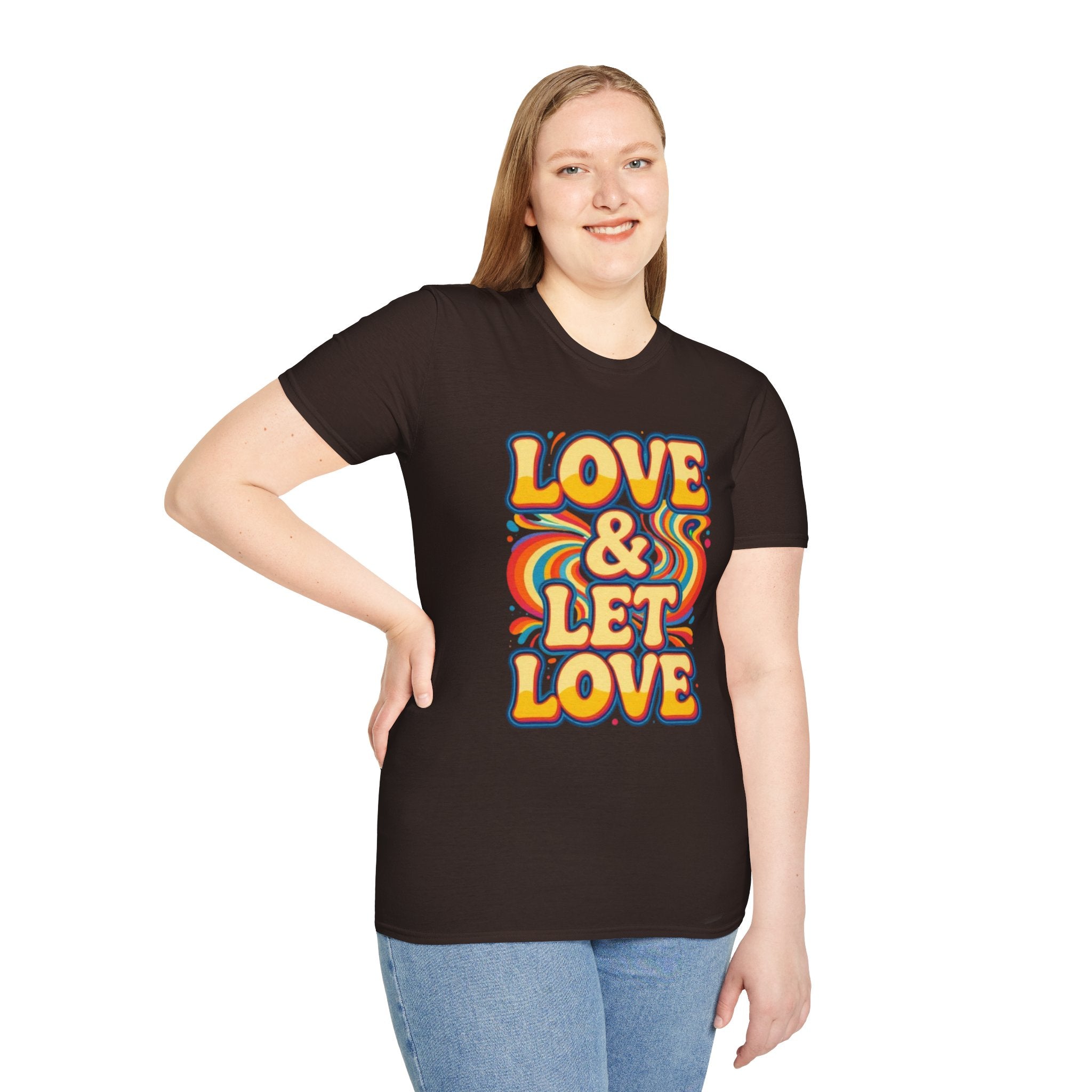 T-Shirt — "Love & Let Love" Retro Rainbow Peace Tee