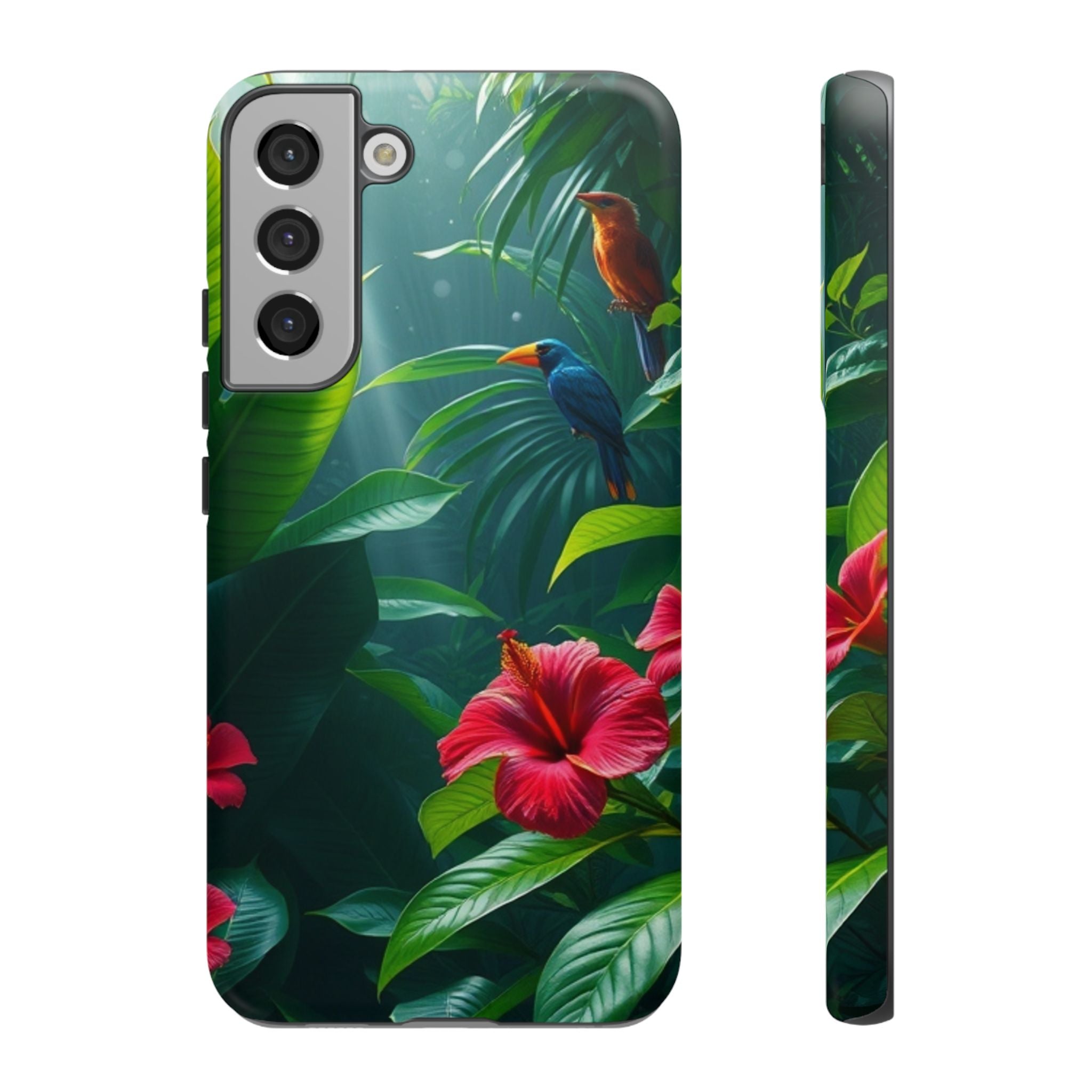 Android OR iPhone Compatible Cases - Tropical Flower & Bird Design - Unique Tough Cases