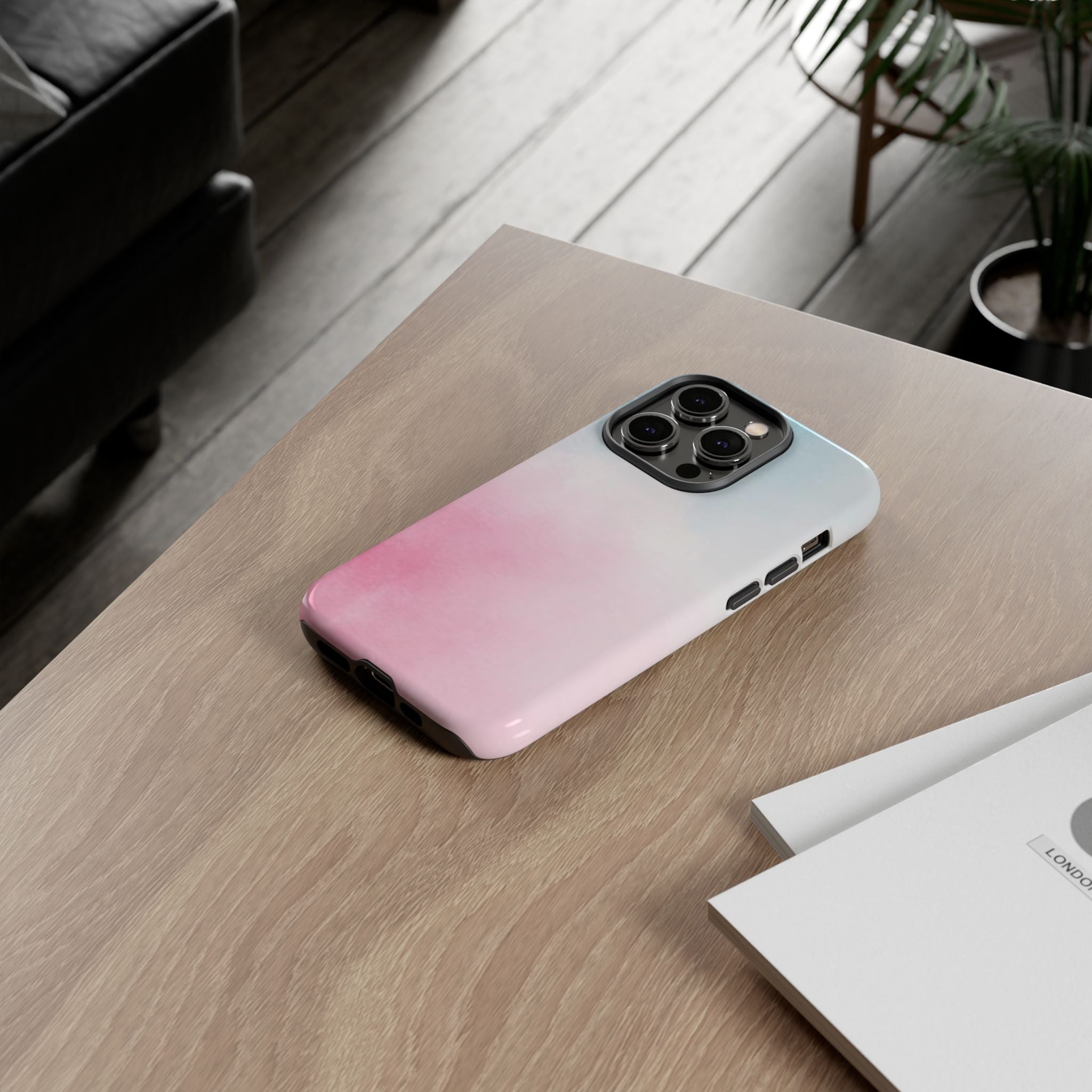 Pastel Cloud Tough Phone Case for iPhone Pink & Blue Gradient Protective Cover