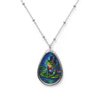 Oval Necklace — Stained Glass Frog Pendant Necklace
