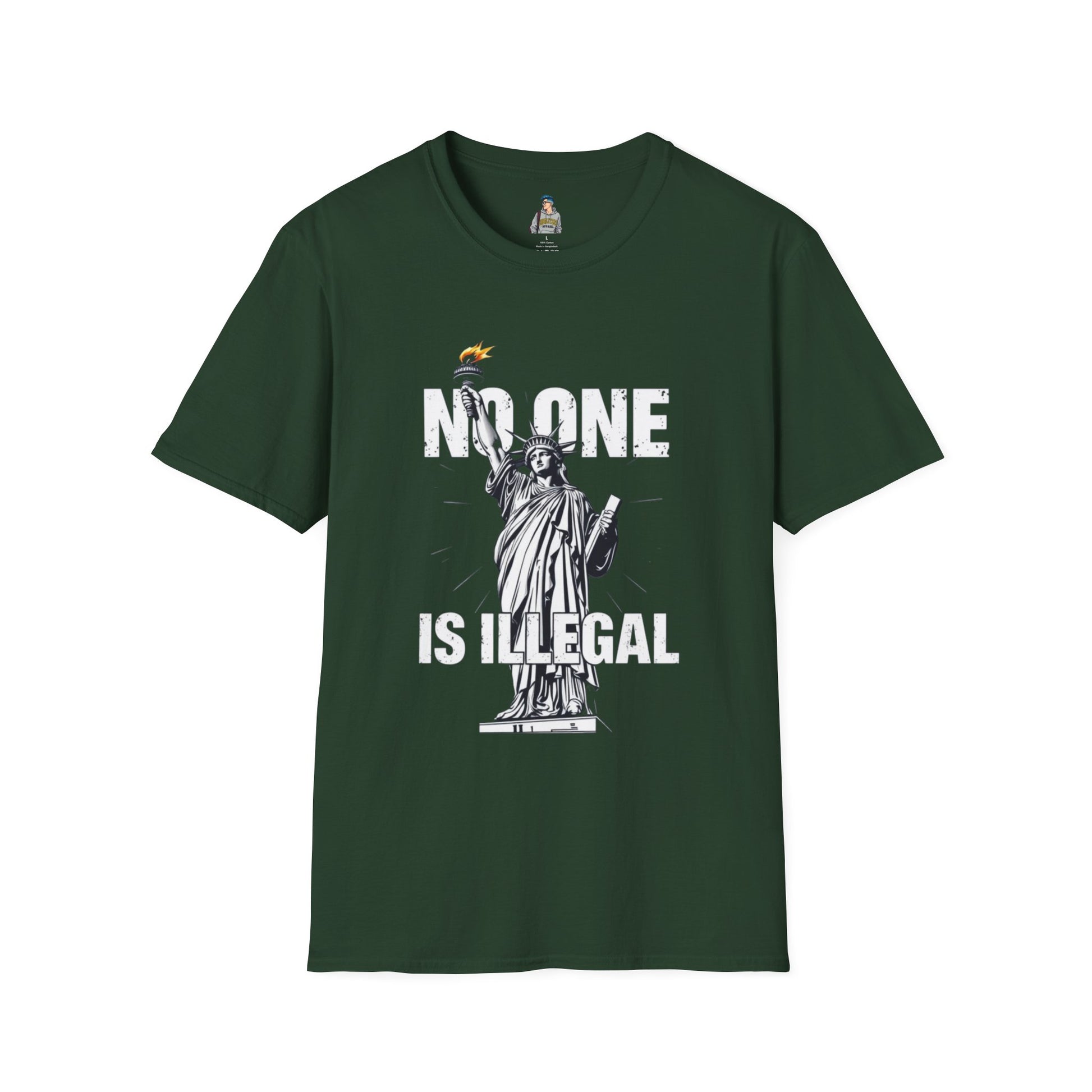 Unisex Softstyle T-Shirt - 'No One Is Illegal' Graphic Tee for Social Justice Advocates