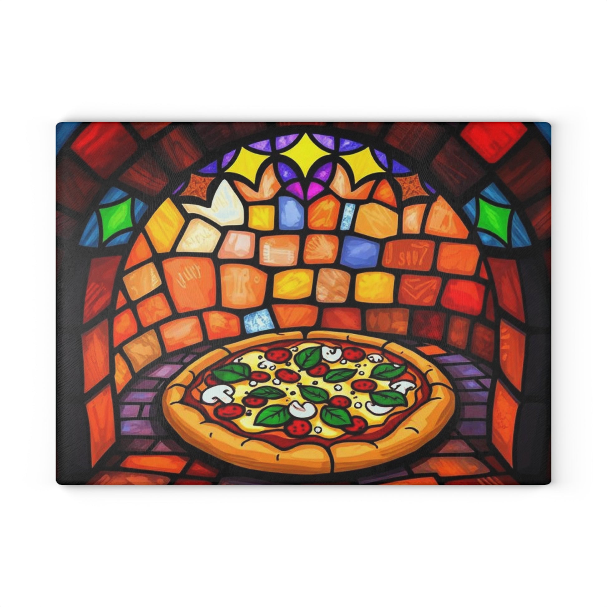 Stained Glass Pizza Cutting Board Colorful Kitchen Art for Food Lovers