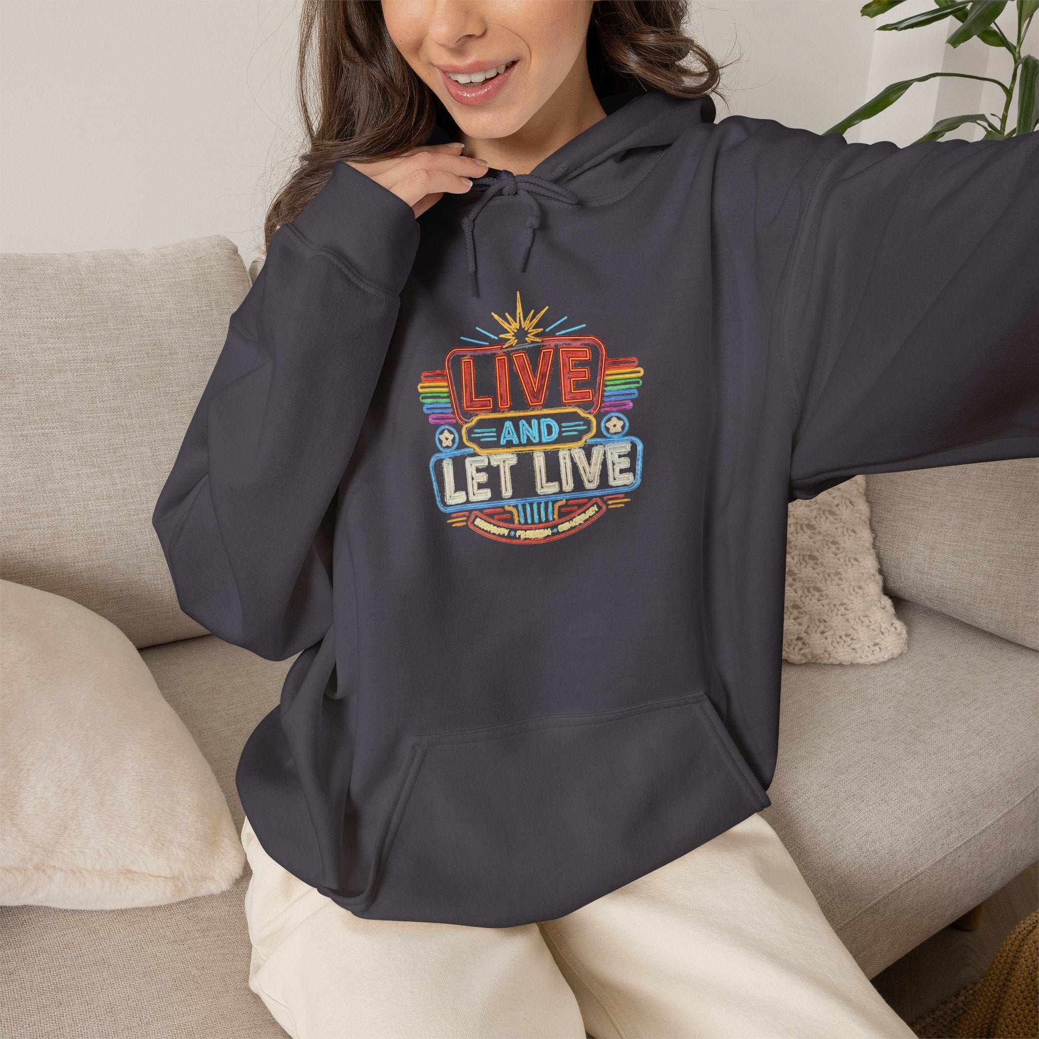 Live And Let Live Hoodie — Retro Peace Graphic Pullover