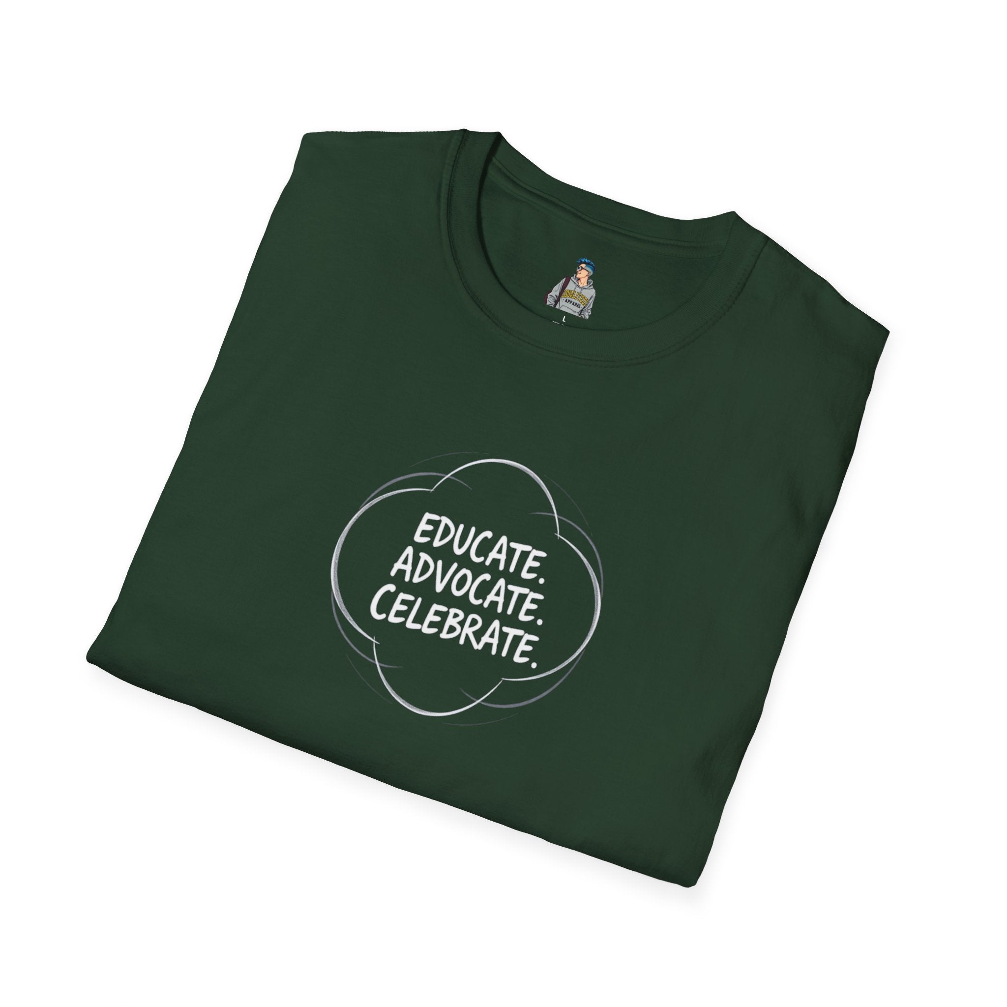 Subtle Pride Educate Advocate Celebrate Minimalist T-Shirt for Every Occasion - EqualiTees.Me