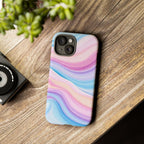 Pastel Marble Tough Phone Case iPhone — Swirled Pink & Blue Protective Cover
