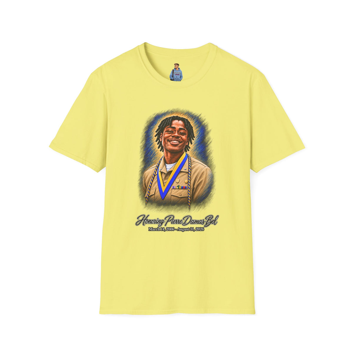 Smiling Portrait Front - In Memory of Pierre Damas Bel T-Shirt