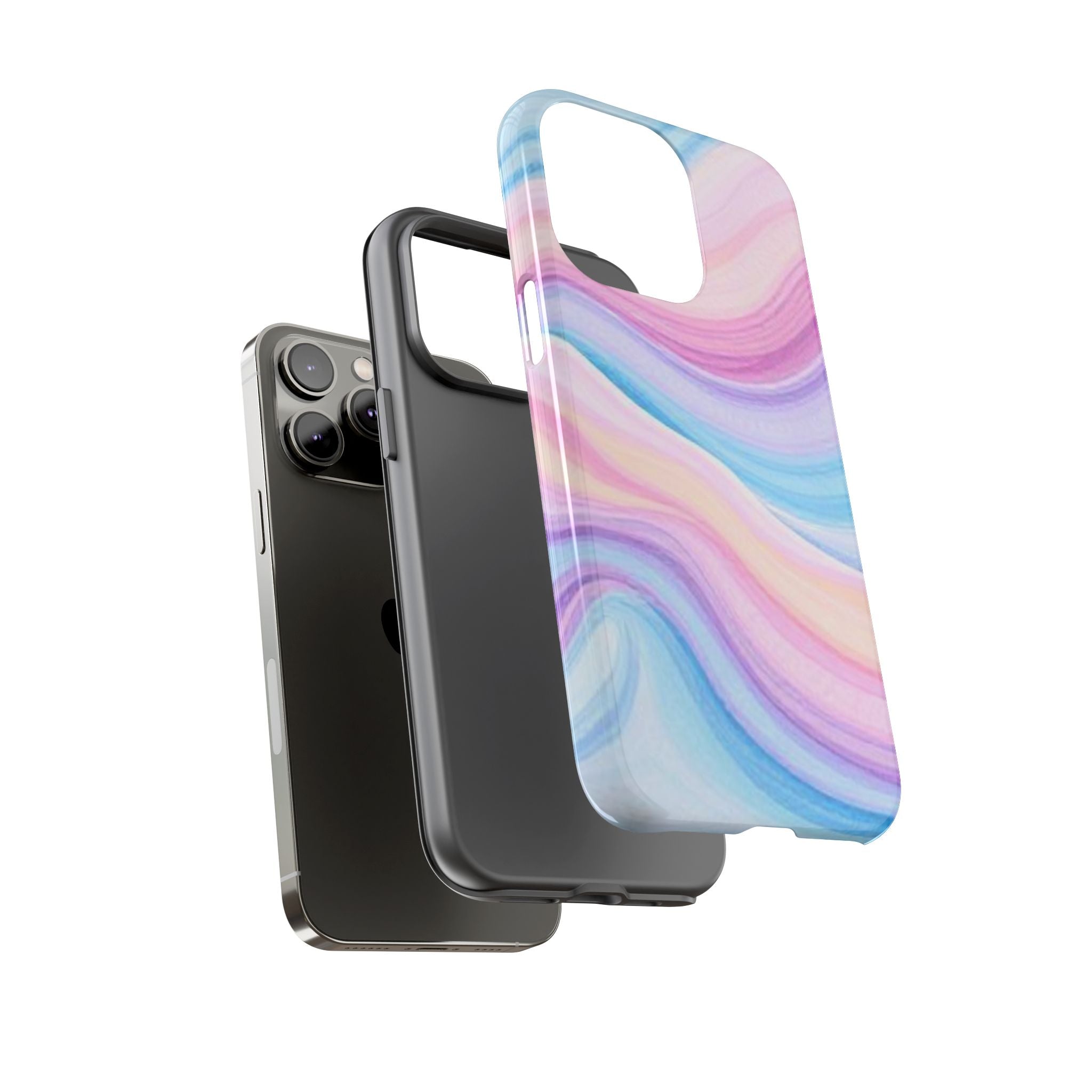 Pastel Marble Tough Phone Case iPhone — Swirled Pink & Blue Protective Cover