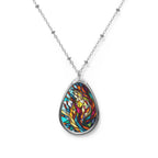 Stained Glass Teardrop Oval Necklace