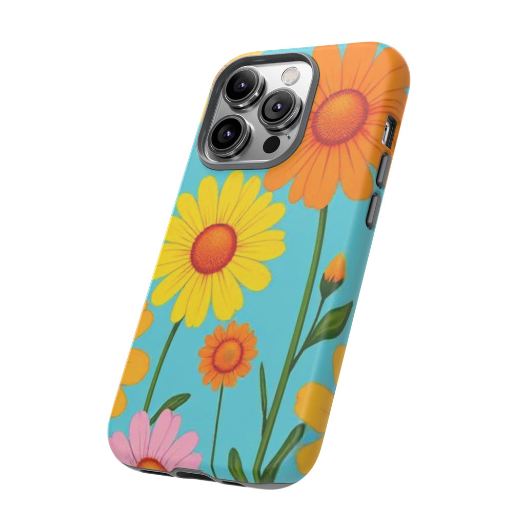 Floral Tough Phone Case for iPhone — Bright Daisy Garden Protective Cover