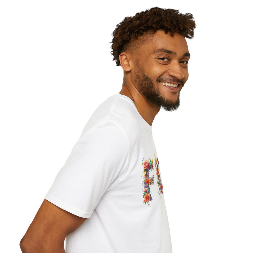 FDT Floral Letter Tee — Bold Floral Typography T-Shirt