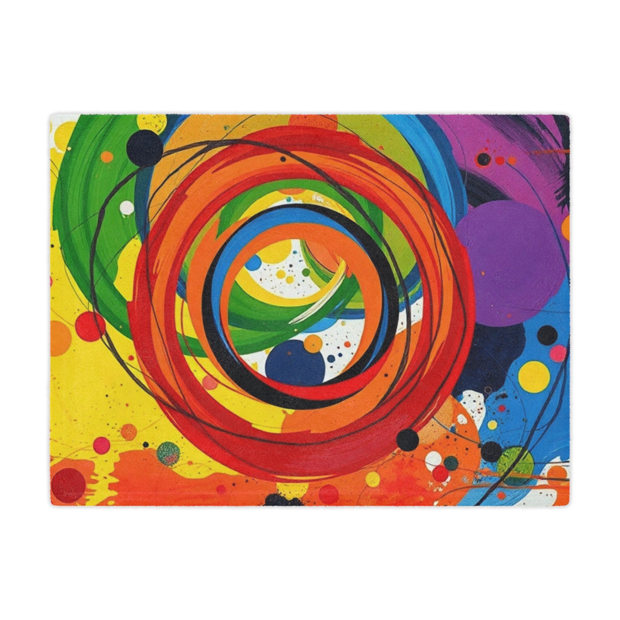 Rainbow Circles and Swirls - Microfiber Blanket