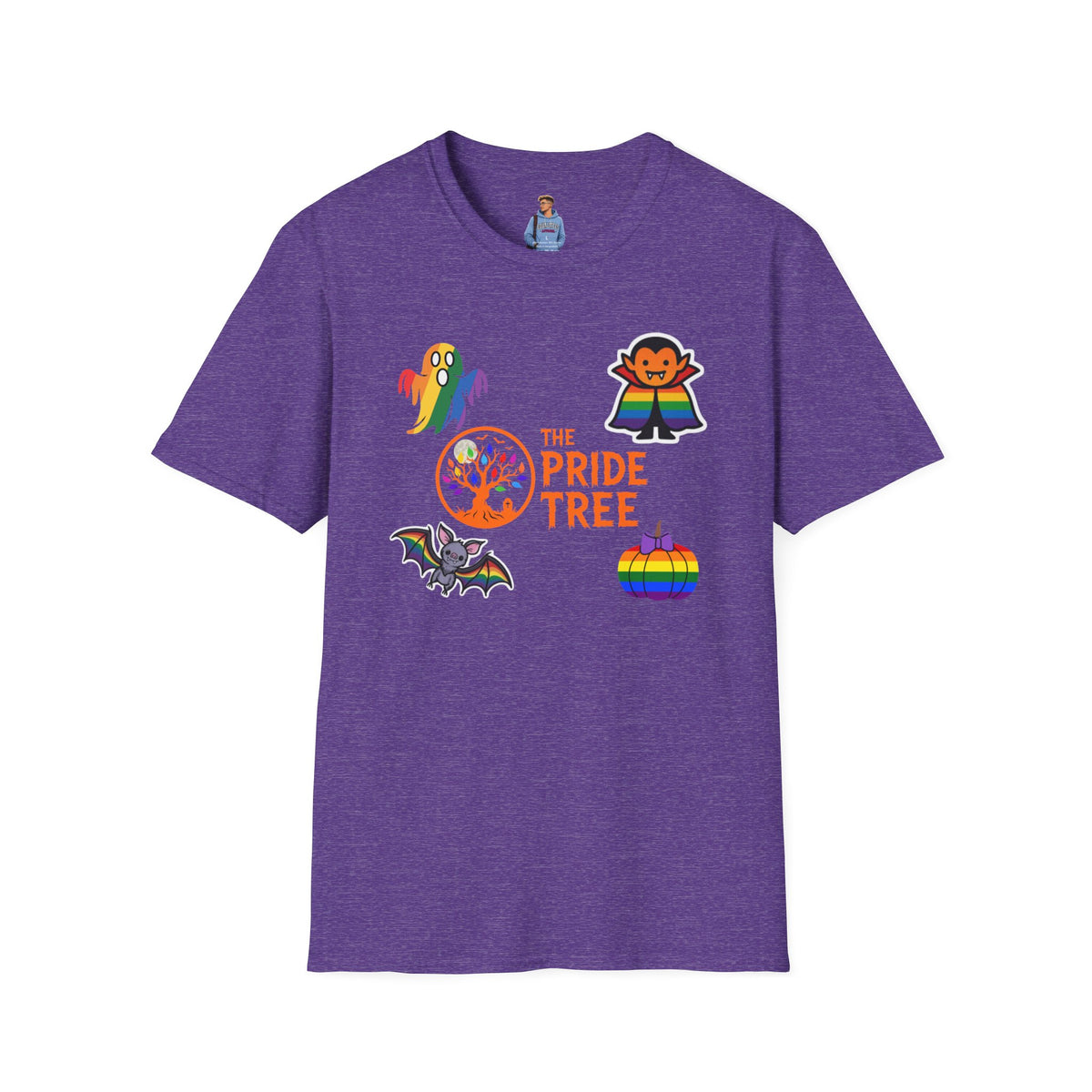 The Pride Tree Halloween T‑Shirt — Rainbow Ghosts, Pumpkins & Bat Graphic Tee