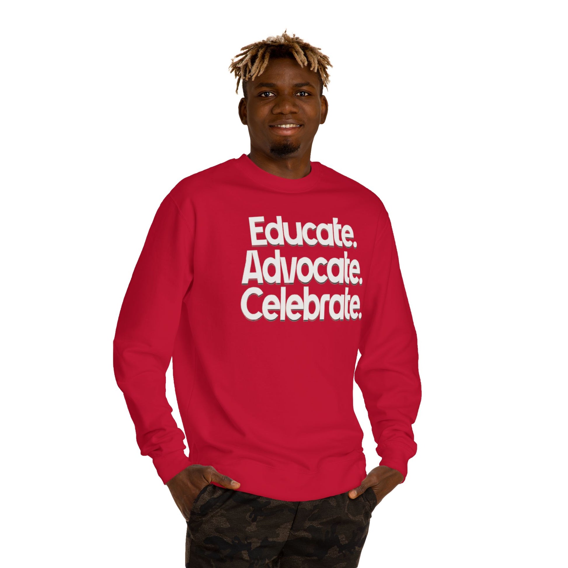 Educate, Advocate, Celebrate Unisex Crew Neck Sweatshirt - Empowerment Apparel