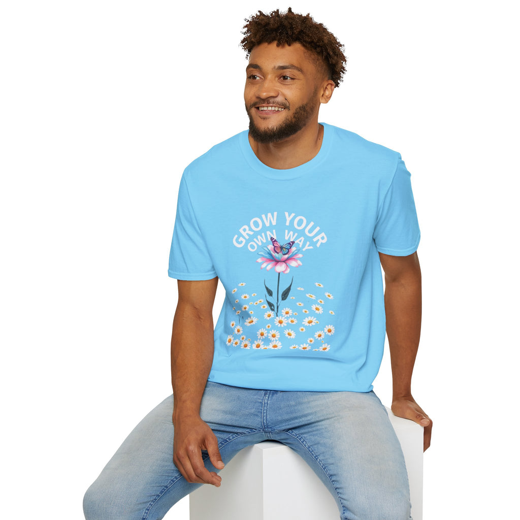 Grow Your Own Way Trans Pride Unisex T-Shirt - Floral Design for Garden Lovers