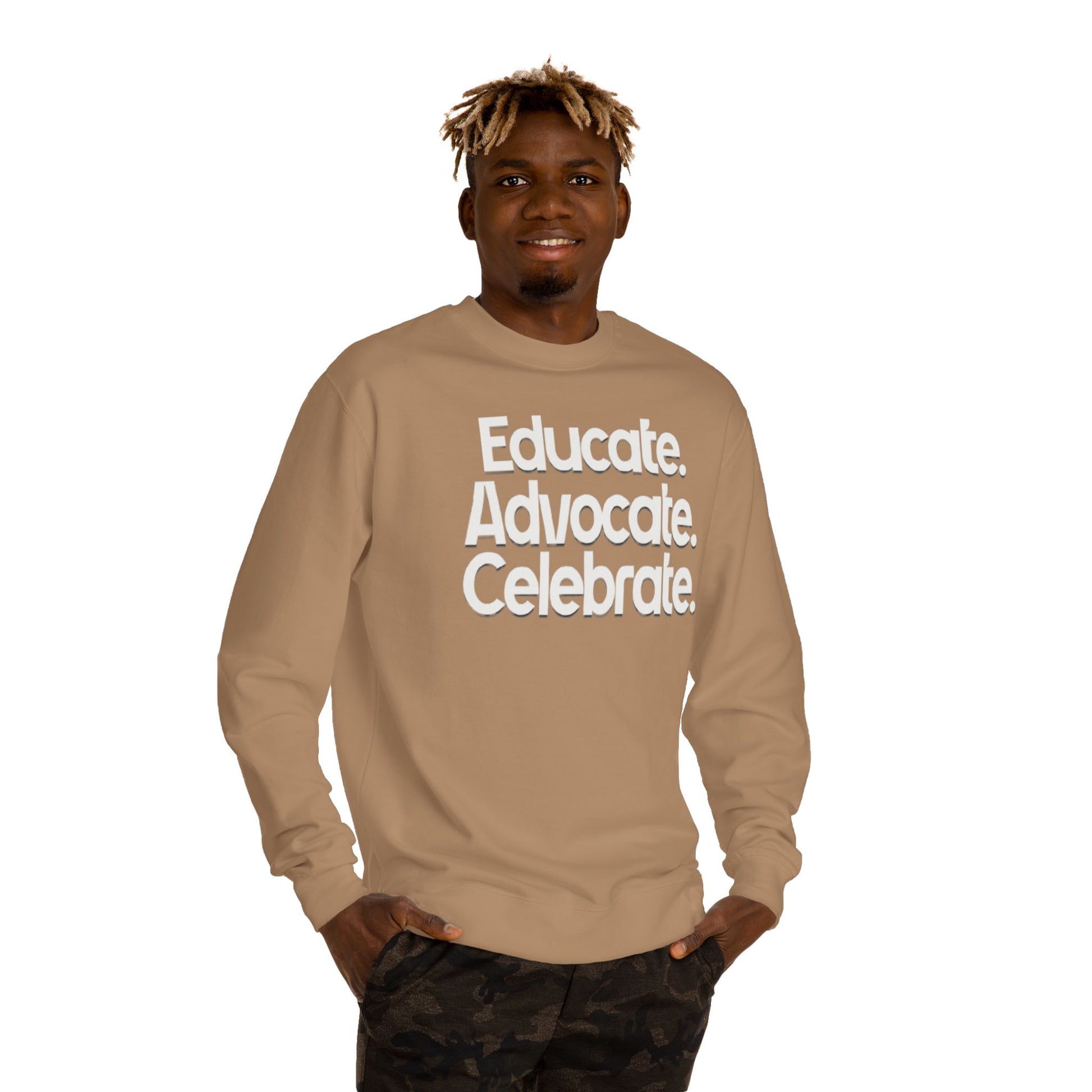 Educate, Advocate, Celebrate Unisex Crew Neck Sweatshirt - Empowerment Apparel