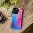 Android OR iPhone Compatible Cases - Pink and Blue Color Splash Design