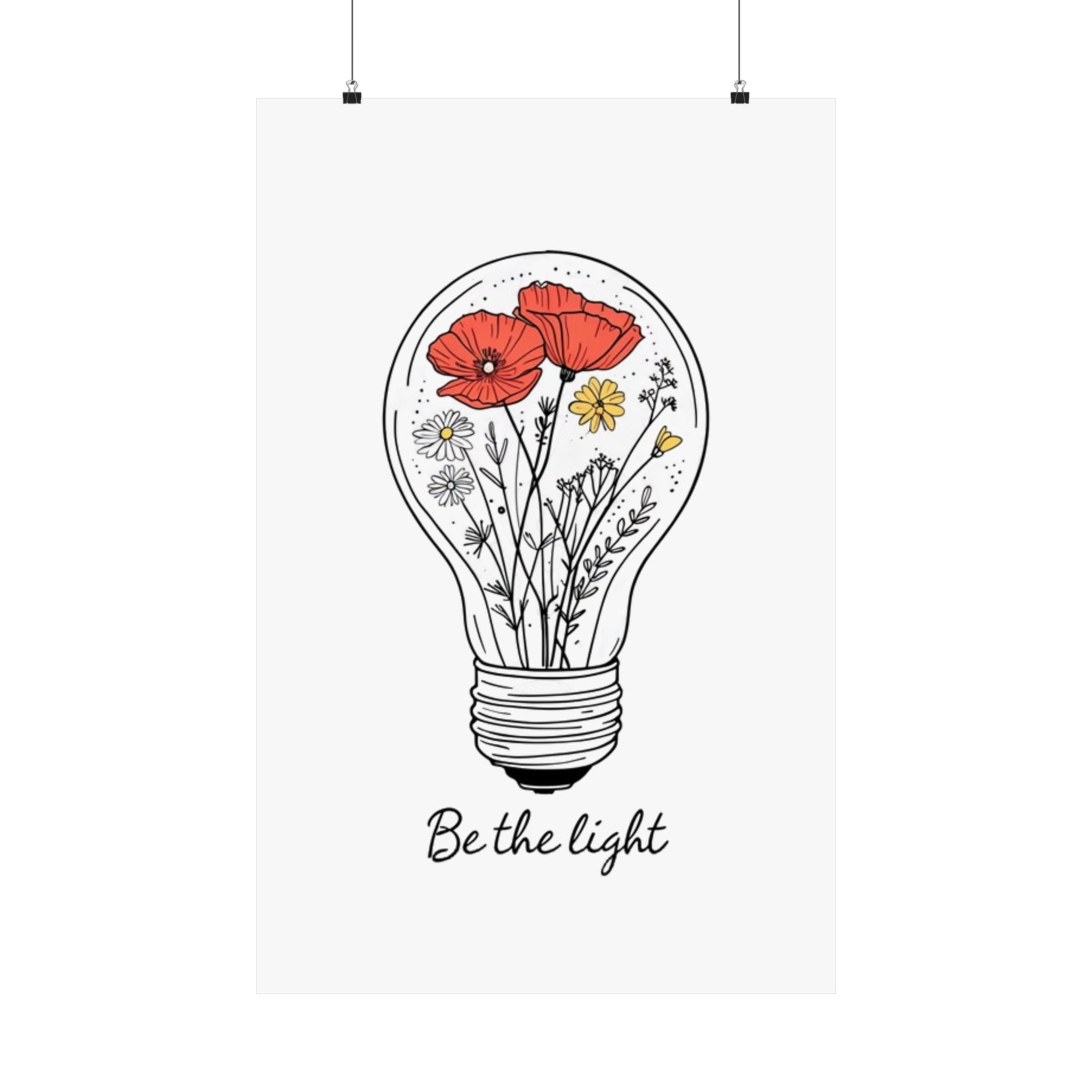Inspirational Matte Vertical Poster - 'Be the Light'