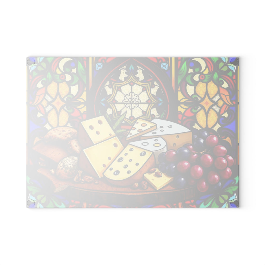 Stained Glass Cheese & Wine Cutting Board - Elegant Kitchen Decor