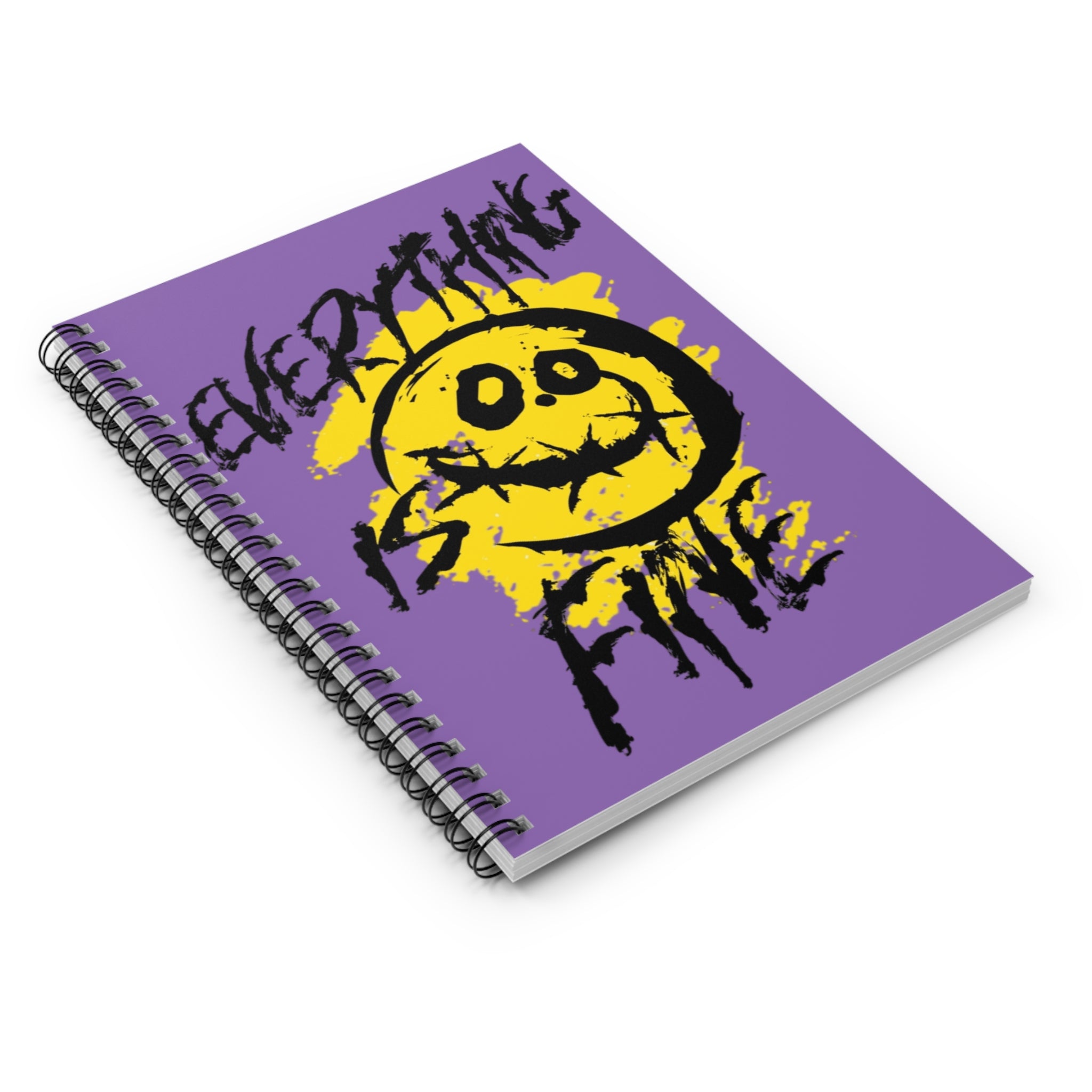 Everything is Fine Spiral Notebook - Purple Grunge Design