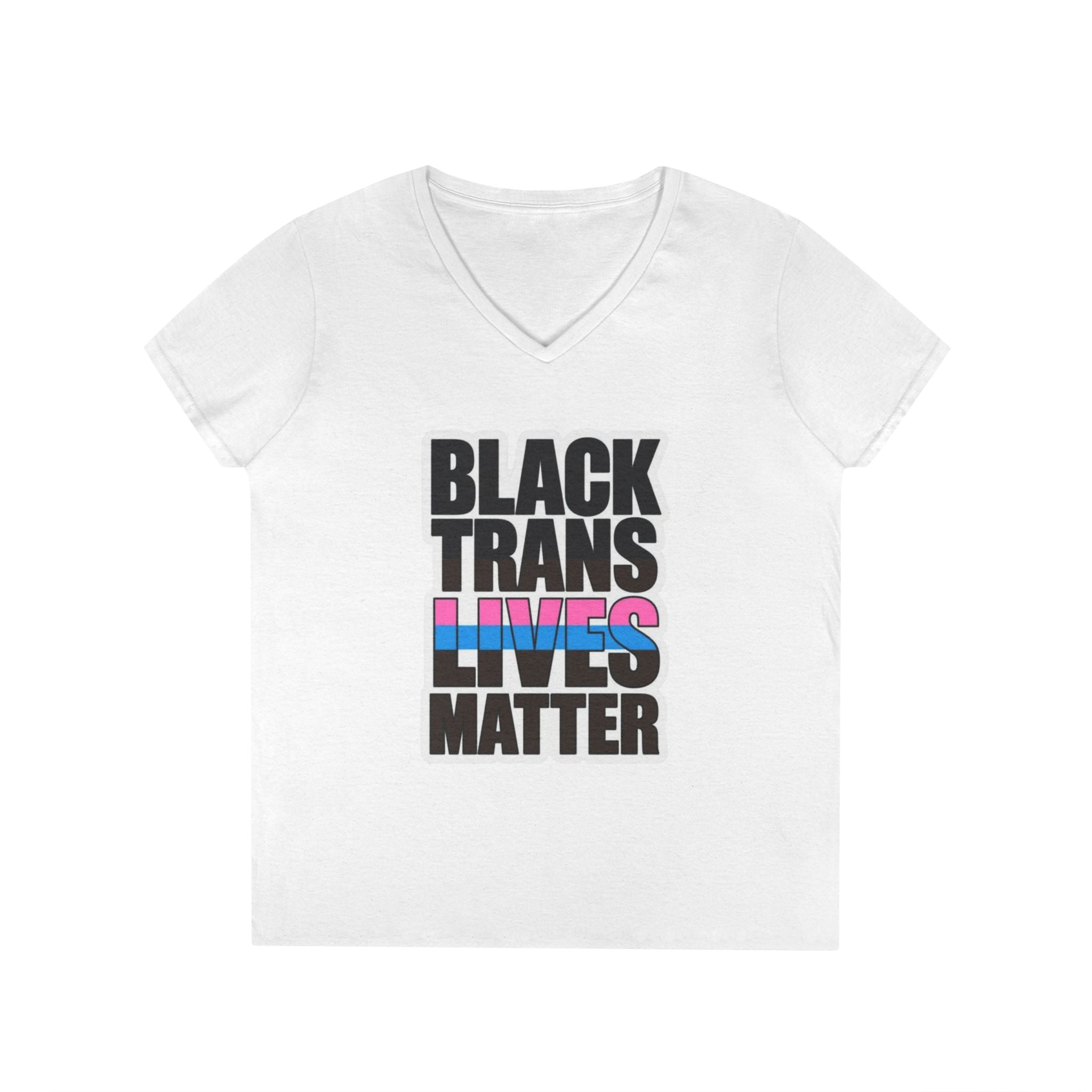 Black Trans Lives Matter V-Neck T-Shirt - Empowering Pride Apparel