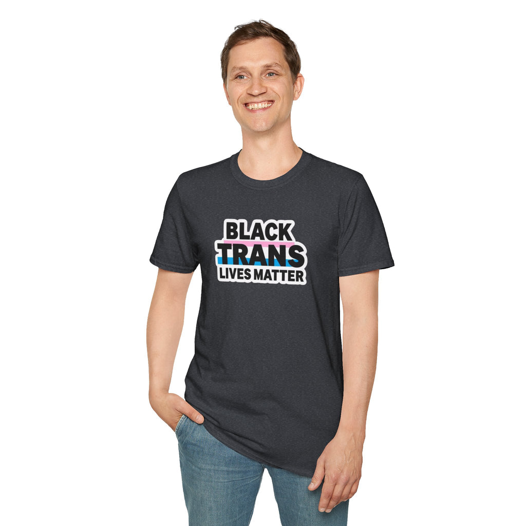 Unisex Softstyle T-Shirt - Black Trans Lives Matter Statement Tee