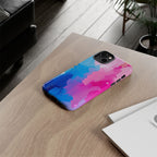 Android OR iPhone Compatible Cases - Pink and Blue Color Splash Design