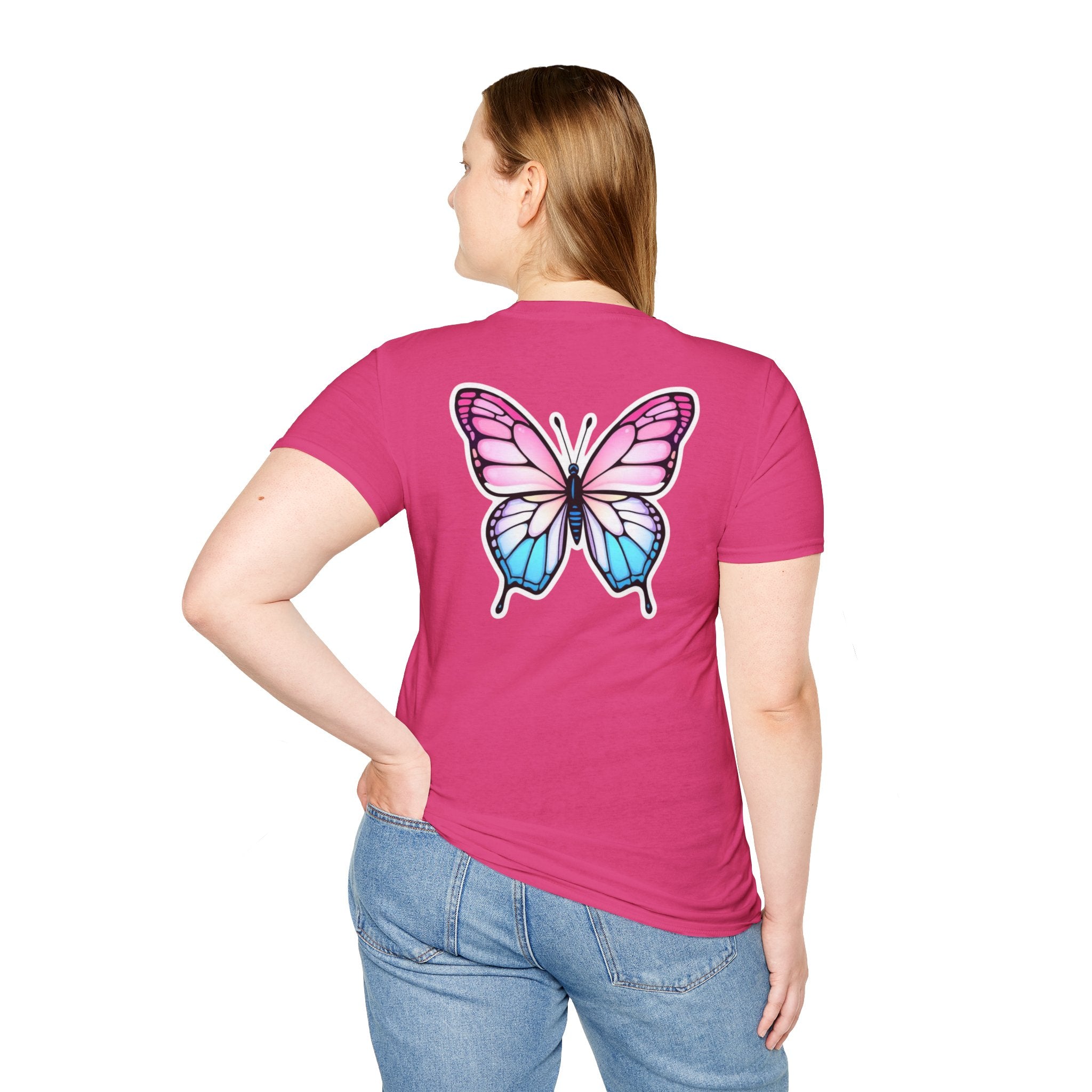 Trans Caterpillar to Butterfly Transformation T-Shirt, Unisex Graphic T-Shirt