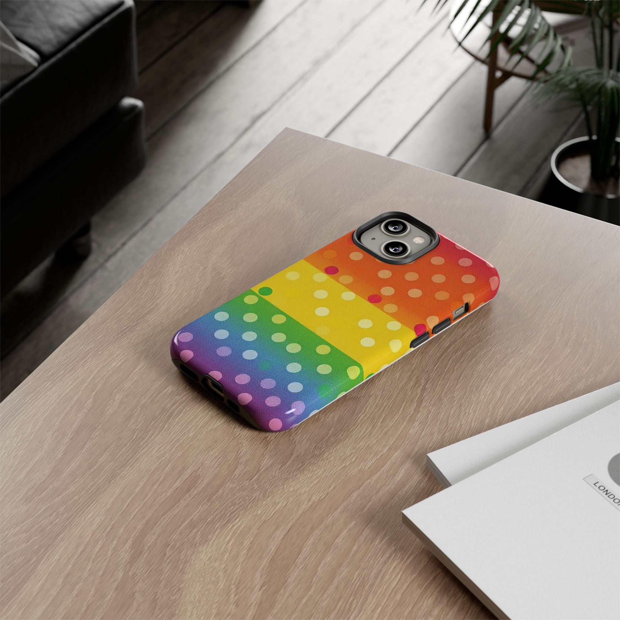 Rainbow Polka Dot Tough Phone Case for iPhone