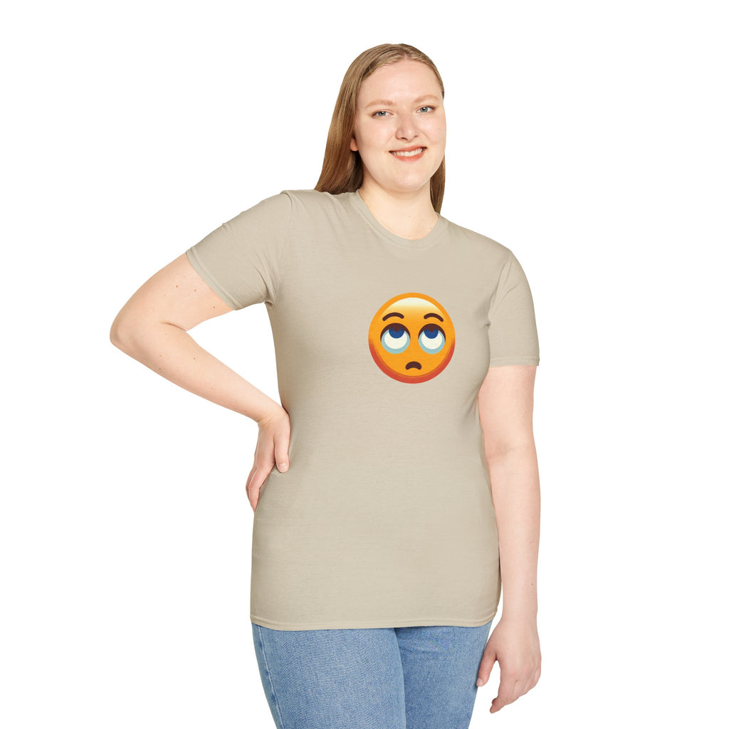 Unisex Softstyle T-Shirt with Eye Roll Emoji | Casual Graphic Tee for Everyday Humor