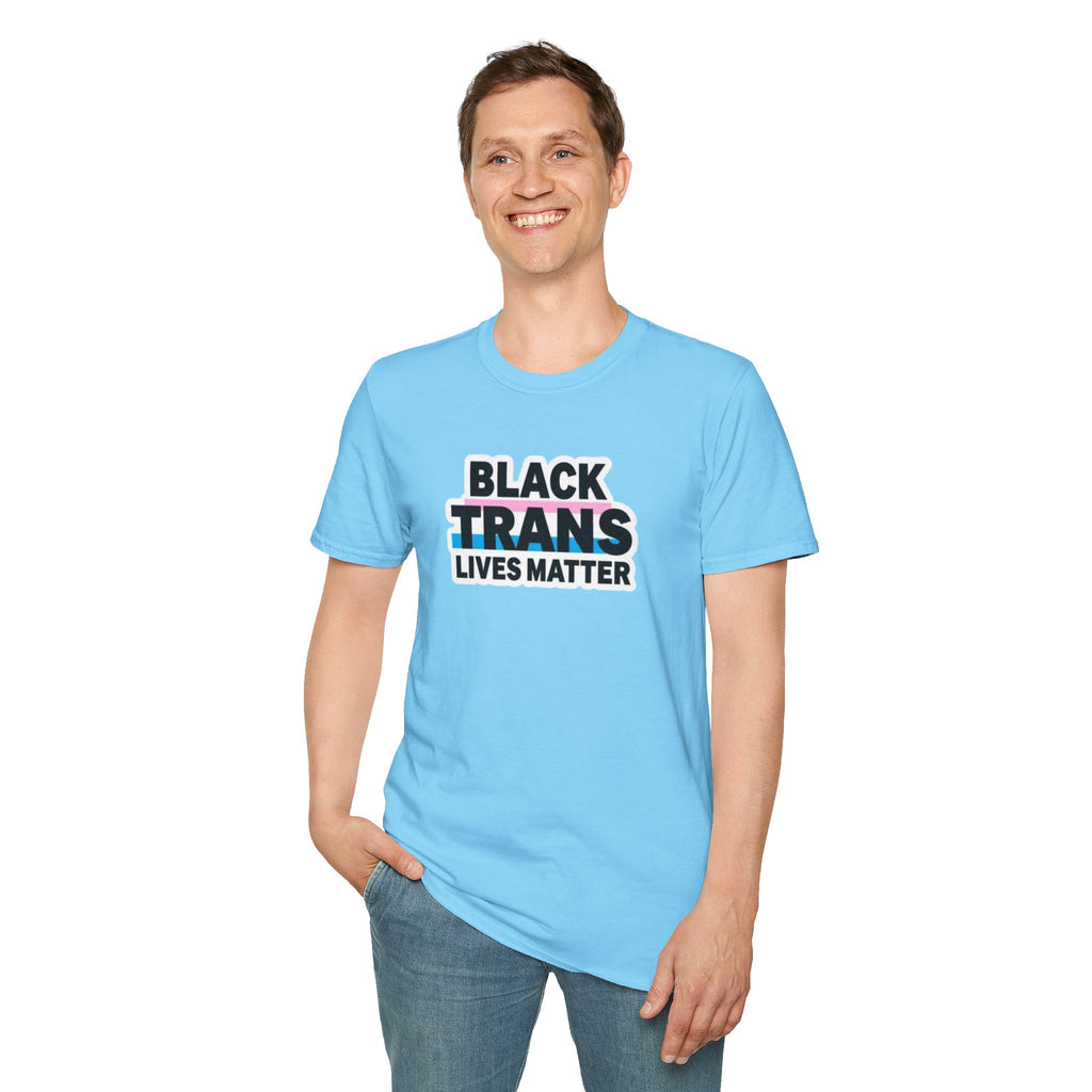 Unisex Softstyle T-Shirt - Black Trans Lives Matter Statement Tee